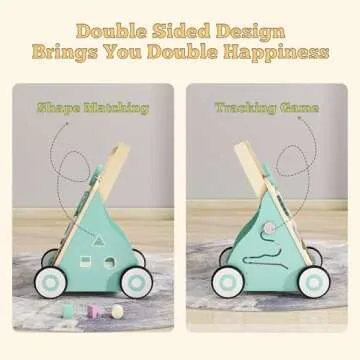 Wooden Baby Walker with Learning Activities for 6-12 Months