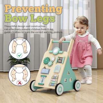 Wooden Baby Walker with Learning Activities for 6-12 Months