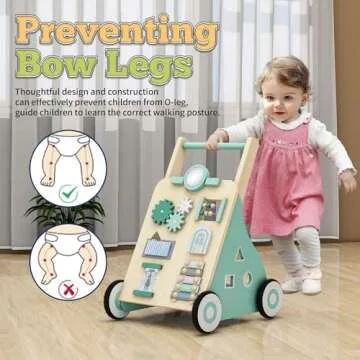 Wooden Baby Walker with Learning Activities for 6-12 Months
