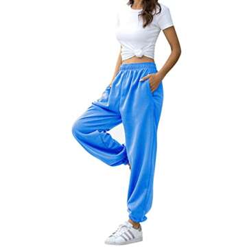 HeSaYep Women’s High Waisted Comfy Sweatpants - Blue