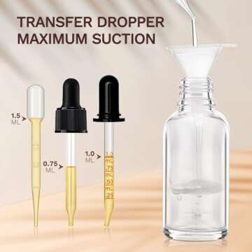 Bumobum 5 Pcs, 1 oz Clear Dropper Bottle Set for Essential Oils and More