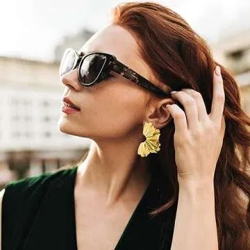 Gold Flower Earrings for Women Large Flower Drop Earrings Flower Statement Earrings Chunky Floral Earrings Exaggerated Flower Gold Earrings Jewelry Gifts