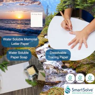 SmartSolve 2 pt. Water-Soluble Bio-Based Paper | Dissolves Quickly in Water | Biodegradable | Eco-Friendly | Tracing, Sewing Patterns, Crafts | Letter Size 8.5” x 11” | Pack of 25 White Sheets