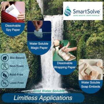 SmartSolve 2 pt. Water-Soluble Bio-Based Paper | Dissolves Quickly in Water | Biodegradable | Eco-Friendly | Tracing, Sewing Patterns, Crafts | Letter Size 8.5” x 11” | Pack of 25 White Sheets