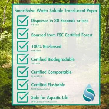 SmartSolve 2 pt. Water-Soluble Bio-Based Paper | Dissolves Quickly in Water | Biodegradable | Eco-Friendly | Tracing, Sewing Patterns, Crafts | Letter Size 8.5” x 11” | Pack of 25 White Sheets