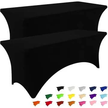 Fitted Spandex Tablecloths 6FT - 2 Pack Black