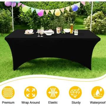 Fitted Spandex Tablecloths 6FT - 2 Pack Black