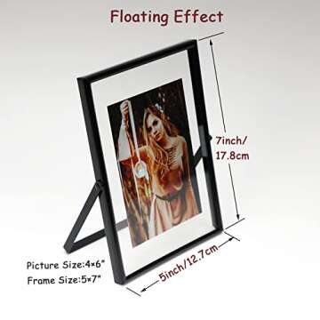 AhaGo Black Floating Frame (5"x7", Vertical), For Picture 4x6, 3x5, 2x3, Tabletop Shelf Photo Frame,...
