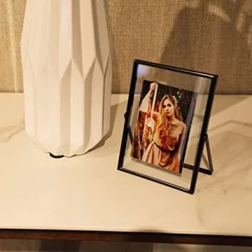 AhaGo Black Floating Frame (5"x7", Vertical), For Picture 4x6, 3x5, 2x3, Tabletop Shelf Photo Frame, Classy Gift For Festival, Wedding, Home or Office Décor