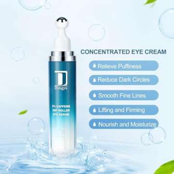 Caffeine Eye Cream for Dark Circles: Under Eye Cream Morning Skincare - Daily Eye Serum for Eyelids Puffiness (Formula Upgraded)