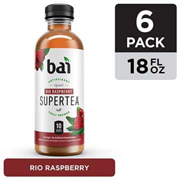 Bai Iced Tea, Rio Raspberry, Antioxidant Infused Supertea, Crafted with Real Tea (Black Tea, White Tea), 18 Fluid Ounce Bottles, 6 count
