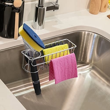 Stylish 3-In-1 Kitchen Sink Sponge Holder Organizer