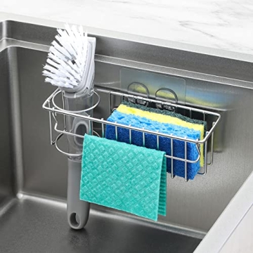 Stylish 3-In-1 Kitchen Sink Sponge Holder Organizer