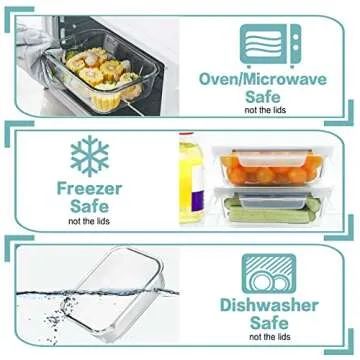 HOMBERKING 10 Pack Glass Meal Prep Containers - BPA-Free & Leak Proof