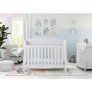 Delta Children Lancaster 4-in-1 Convertible Baby Crib, Bianca White