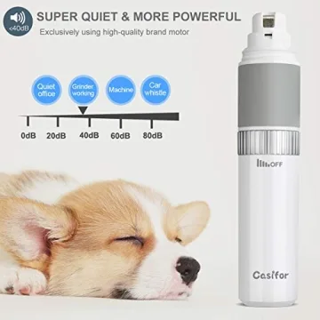 Casifor Dog Nail Grinder Quiet with 10h Battery for All Pets