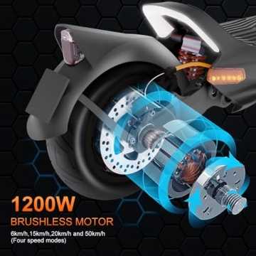 CUNFON Electric Scooter with 1200W Motor and 50 Miles Range