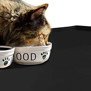 EIOKIT Dog Food Mat,Silicone Waterproof Dog Cat Food Tray,Non Slip Pet Bowl Mats Placemat,Size:(18.5" x 11.5") 0.6" Raised Edge,Suitable for Most Small and Medium-Sized Pets!