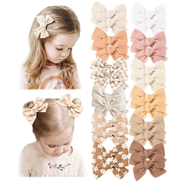 Niceye 24 Pack Baby Girl Hair Clips - Handmade Bows for Kids