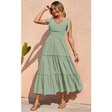 Stylish PRETTYGARDEN Women's Tie Strap Maxi Dress for Summer