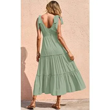 Stylish PRETTYGARDEN Women's Tie Strap Maxi Dress for Summer