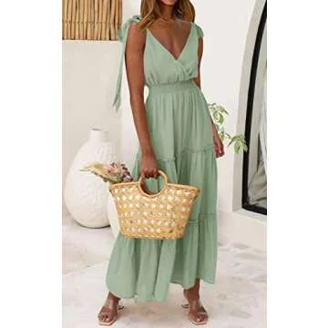 Stylish PRETTYGARDEN Women's Tie Strap Maxi Dress for Summer