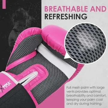 MaxxMMA Pink Boxing Gloves for Training & Sparring