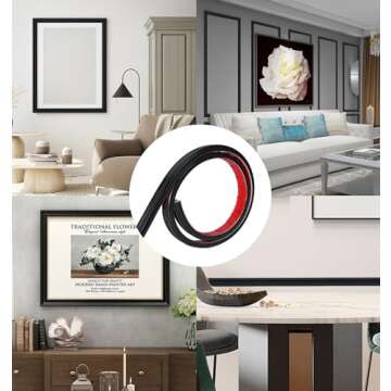 YEFANXI Flexible Wall Molding Trim，0.86IN*0.35IN Peel and Stick Self-Adhesive DIY Wall Trim for Frame,Wall& Home Decoration（16.4FT Black）