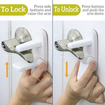 Door Lever Lock (2 Pack) – Prevents Toddlers from Opening Doors – Easy One-Hand Operation for Ad...