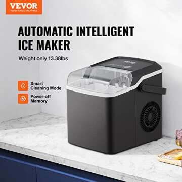 VEVOR Countertop Ice Maker, 9 Cubes Ready in 7 Mins, 26lbs in 24Hrs, Self-Cleaning Portable Ice Make...