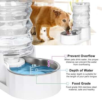 RIZZARI Automatic 7L Pet Waterer,Gravity Stainless Steel Water Dispenser, 100% BPA-Free, Large Capacity Water Feeder for Cats and Medium and Large-Sized Dogs (White,7L)