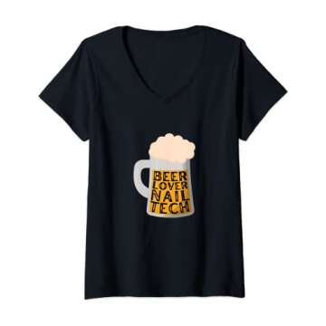 Womens Beer lover Nail tech for St. Patrick's Day V-Neck T-Shirt