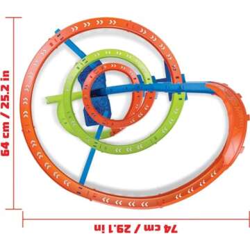 Hot Wheels Toy Car Track Set Spiral Speed Crash, Powered by Motorized Booster, 29-in Tall Track with 1:64 Scale Car, Connects to Other Tracks