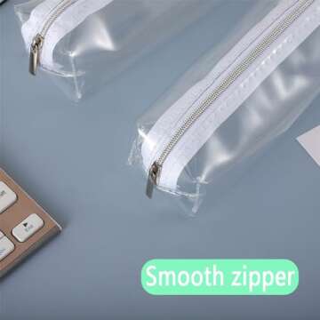 ONEDIGI 3pcs Clear PVC Zipper Pencil Bag Toiletries Exam Pen Pencil Pouch Case Travel Luggage Make up Cosmetic Bag Teens Portable Desk Organizer Pencil Pouch for School & Stationery Supplies(Clear)