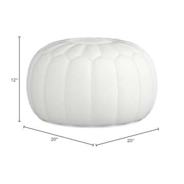 moroccan poufs Genuine Leather Pouf Ottoman Cover, footrest - Hassock Footstool with Storage for Living Room, Round pouffe poufs Poof, Poofy Ottoman - Bohemian Moroccan Decor - Unstuffed (White)