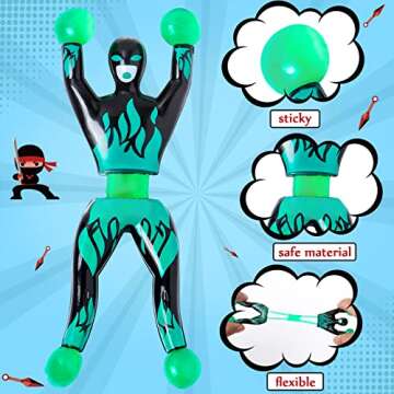 28 Packs Valentines Day Cards for Kids with Sticky Wall Climbing Men Ninja Set for Classroom,Valentine's Gifts Exchange For School, Valentine's Party Favors for Kids, Valentine's Prizes for Boys Girls