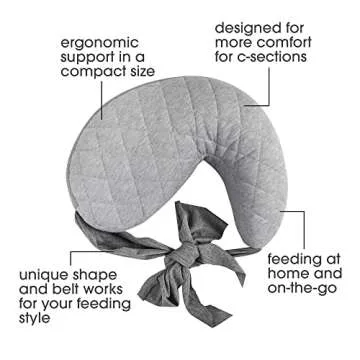Boppy Anywhere Travel Nursing Pillow, Soft Gray, Plus Sized to Petite with Stretch Belt, Portable Nu...