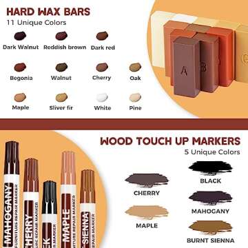 Hardwood Floor Repair Kit -Laminate Vinyl Wood Furniture Floor Repair Kit with Heat Pen 11 Colors Linoleum Floor Wax Touch up Marker Pen Scratch Repair Remover for Cracks, Holes, Table, Cabinet