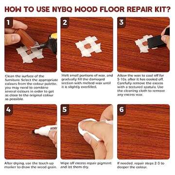 Hardwood Floor Repair Kit -Laminate Vinyl Wood Furniture Floor Repair Kit with Heat Pen 11 Colors Linoleum Floor Wax Touch up Marker Pen Scratch Repair Remover for Cracks, Holes, Table, Cabinet