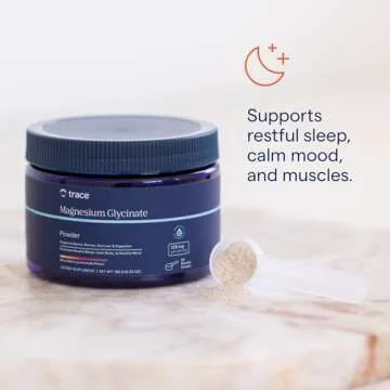 Trace Minerals Magnesium Glycinate 120mg - Powder Mix to Support Digestive Health - Aid Sleep & Muscle Relaxation - Highly-Absorbable Magnesium Supplement - Mixed Berry Lemonade, 180g (60 Servings)