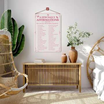 Azppan Room Decor Aesthetic A Few Daily Affirmations Motivational Wall Art Tin Metal Sign Pink Butterfly Wall Home Coffee Room Office Decor Gifts 8X12 Inches