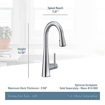 Moen 7664BL Sleek One-Handle High Arc Pulldown Bar Faucet in Matte Black
