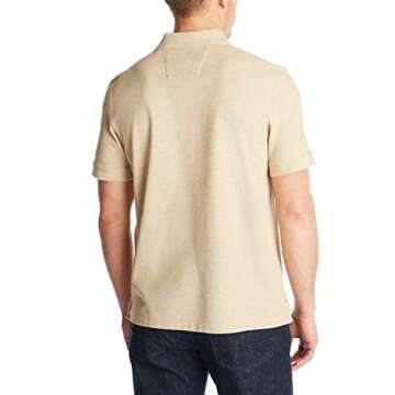 Nautica Men's Classic Short Sleeve Solid Polo Shirt, Coastal Camel Heather, Medium