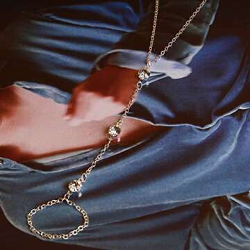 Yheakne Boho Crystal Finger Bracelet for Women Gifts