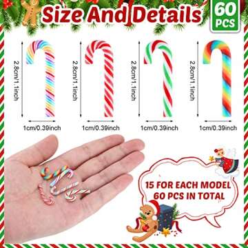 Giegxin 60 Pcs Christmas Candy for Crafts Plastic Fake Candy Decor Peppermint Ornaments Rainbow Mini...