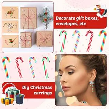 Giegxin 60 Pcs Christmas Candy for Crafts Plastic Fake Candy Decor Peppermint Ornaments Rainbow Mini Faux Candy for Tree Hanging DIY Xmas Decor Party Decoration Craft (Cane,Small)