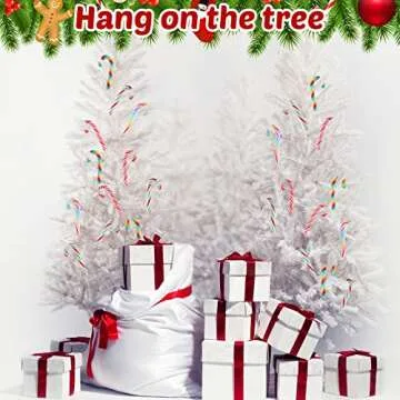 Giegxin 60 Pcs Christmas Candy for Crafts Plastic Fake Candy Decor Peppermint Ornaments Rainbow Mini Faux Candy for Tree Hanging DIY Xmas Decor Party Decoration Craft (Cane,Small)