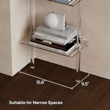 CRTERICX Small Acrylic Ladder Bookshelf, 9.5" D x 15.6" W, 6-Tier Clear Wall Mounted Book Shelf for Small Spaces, Multipurpose Bookcase for Living Room, Bathroom, Office, Modern, 86" H