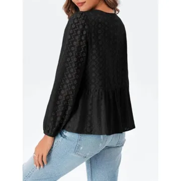 Tankaneo Tie Front Babydoll Blouse for Women