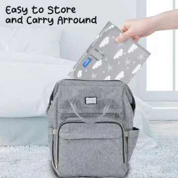 Baby Portable Changing Pad Travel - Waterproof Compact Diaper Changing Mat with Built-in Pillow - Lightweight & Foldable Changing Station, Newborn Shower Gifts